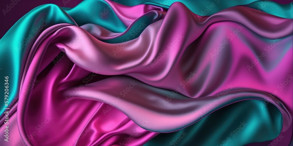 Obraz premium abstract silk satin background with pastel colors texture, copy space, beautiful green and pink coloured wallpaper, generative ai, soft light mindful relaxing color theory