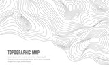 Topographic map, grid, texture, relief contour of terrain. Vector pattern background with mountains and flat land wavy line contours. Abstract monochrome topographic map, topography, cartography theme