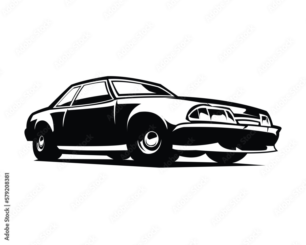 1990 mustang car logo. silhouette vector design. isolated white background. Best for badge, emblem, icon, sticker design, car industry. available in eps 10.	