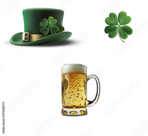 St. Patrick's day kit, PNG file with transparent background. Generated AI used in this image