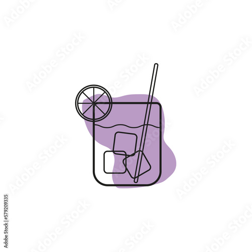 Black glass cocktail line on white background. Cocktail party. Vector illustration.