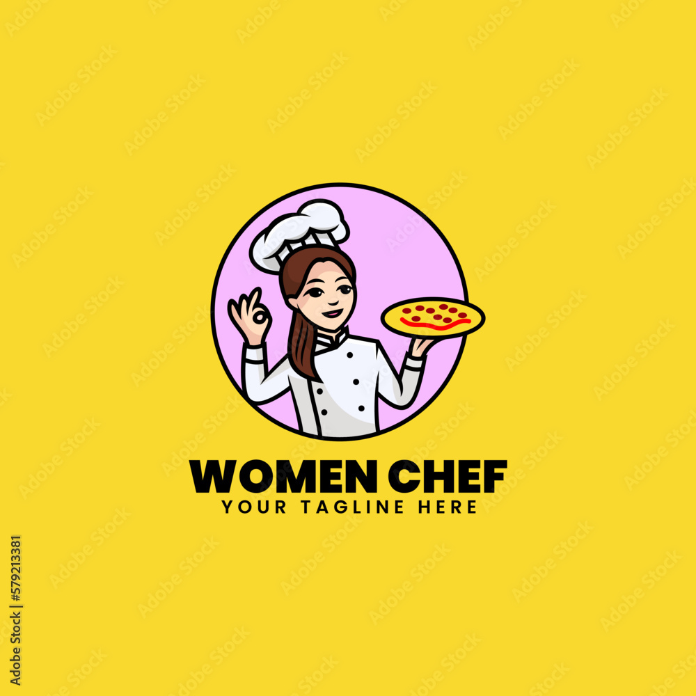Vector Logo Illustration Woman Chef Mascot Cartoon Style. Vector Logo Illustration Woman Chef Mascot Cartoon Style.