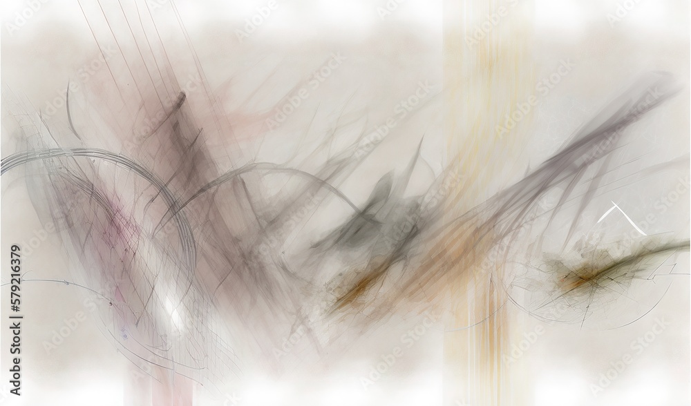 Obraz premium abstract art, hazy, mist, sketched lines floating in a feathered environment, soft colors, pastel background