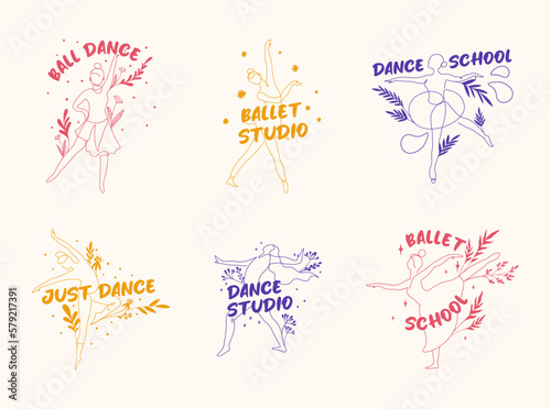 Sticker tag set for ballet studio identity