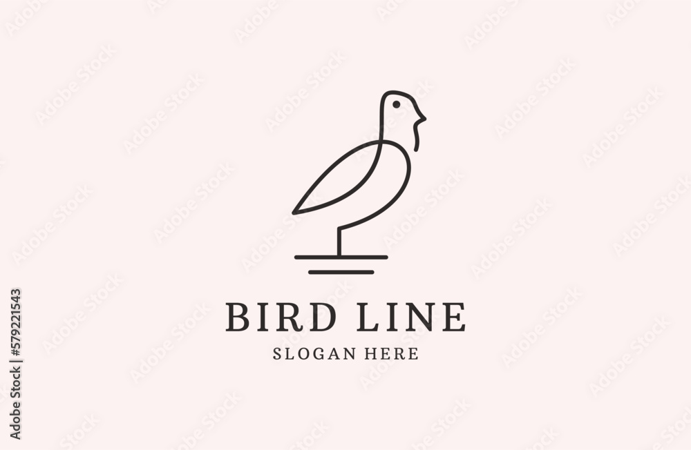 little bird logo . vector design line art icon for animals .