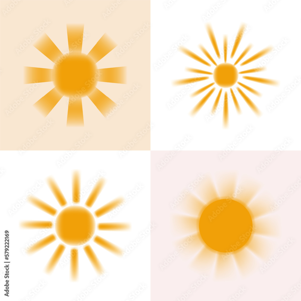 Fototapeta premium Sun vector set. Sun elements illustration for summer, weather, and solar system.