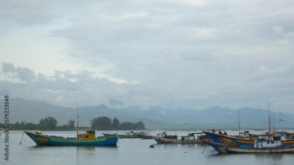 the condition of fishing boats at sea in the morning the condition of fishing boats at sea in the morning