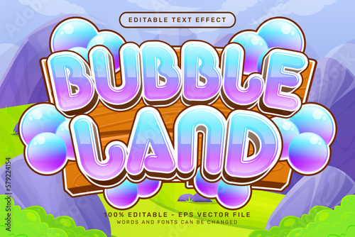 bubble land 3d text effect and editable text effect with jungle background