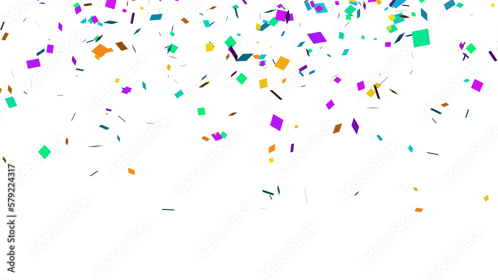 Abstract celebration party with falling paper confetti transparent elements decoration