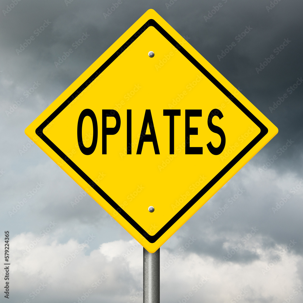 Diamond-shaped yellow highway sign with substance abuse warning Diamond-shaped yellow highway sign with substance abuse warning