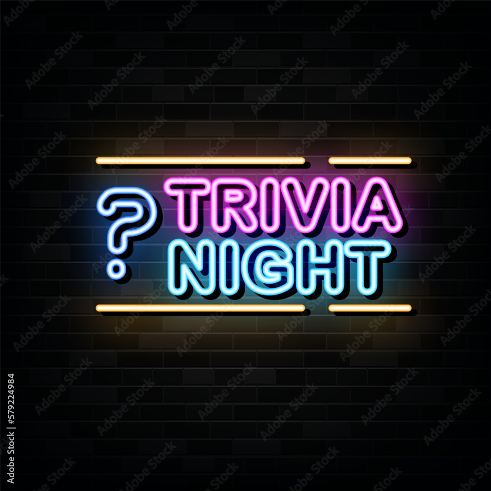Fototapeta premium Trivia Night Neon Sign Vector Design Template