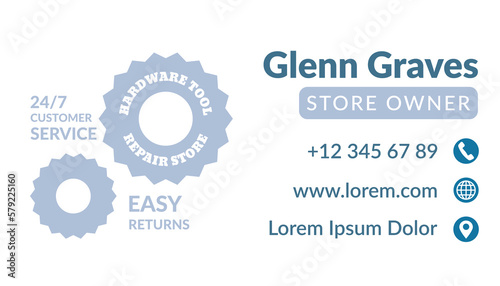 Hardware tools, repair shop business card template