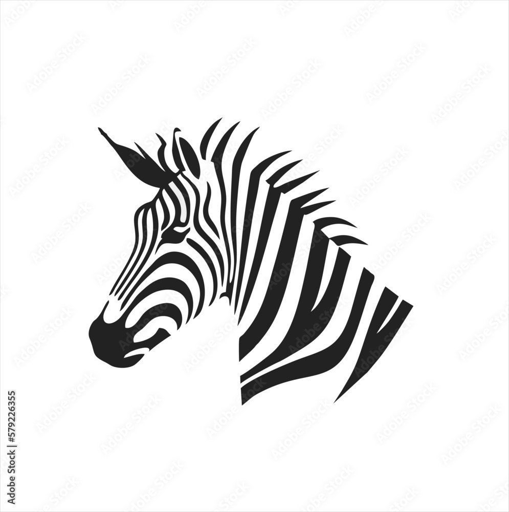 black zebra logo design template, zebra animal silhouette illustration - obrazy, fototapety, plakaty 