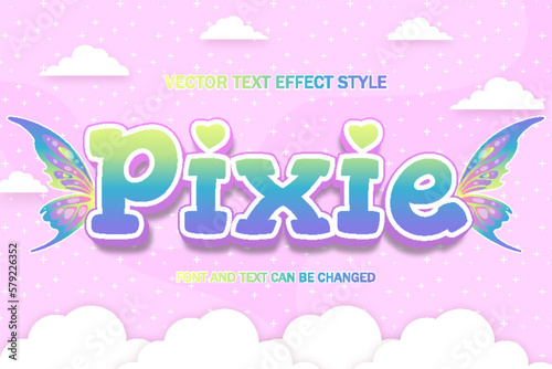 pixie fairy fantasy typography 3d editable text effect font style template cute background design