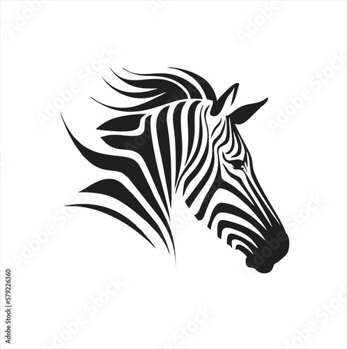 black zebra logo design template  zebra animal silhouette illustration