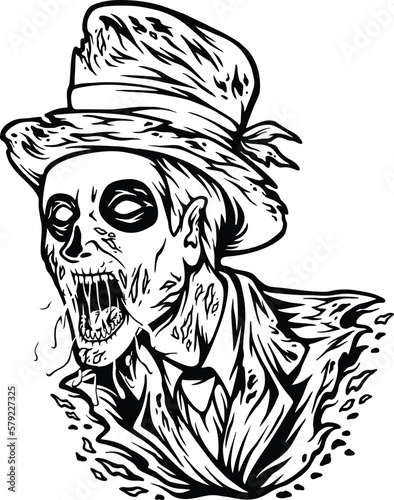 Creepy freddy zombie head face logo vector illustrations for your work logo, merchandise t-shirt, stickers and label designs, poster, greeting cards advertising business company or brands photo