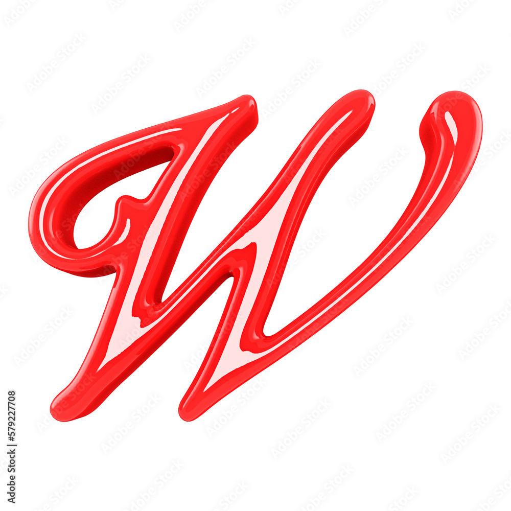 3d Font Red Letter W