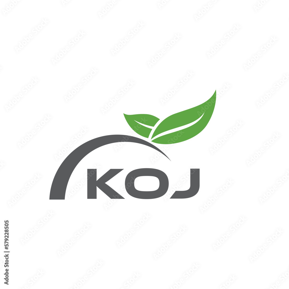 Fototapeta premium KOJ letter nature logo design on white background. KOJ creative initials letter leaf logo concept. KOJ letter design. 