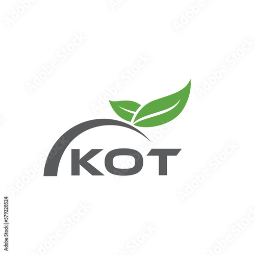 KOT letter nature logo design on white background. KOT creative initials letter leaf logo concept. KOT letter design.
 photo
