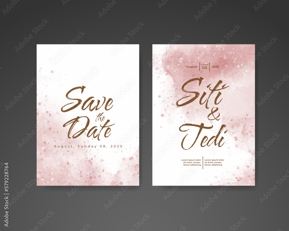 Wedding invitation with abstract watercolor background