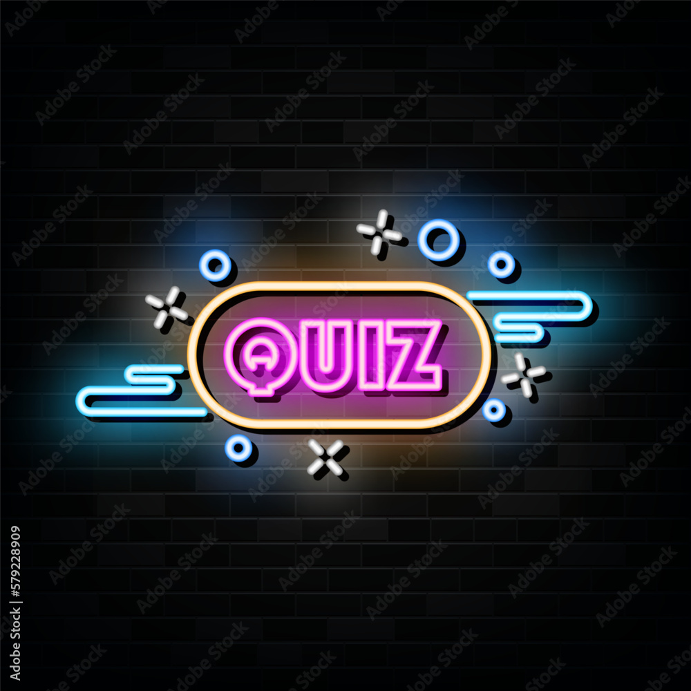 Fototapeta premium Quiz Neon Sign Vector Design Template