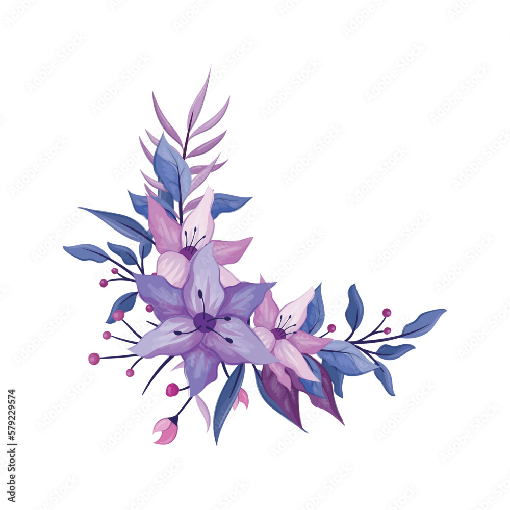 purple flower arrangement watercolor illustration purple flower arrangement watercolor illustration