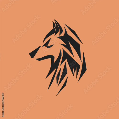 black wolf head logo design template, wolf animal silhouette illustration