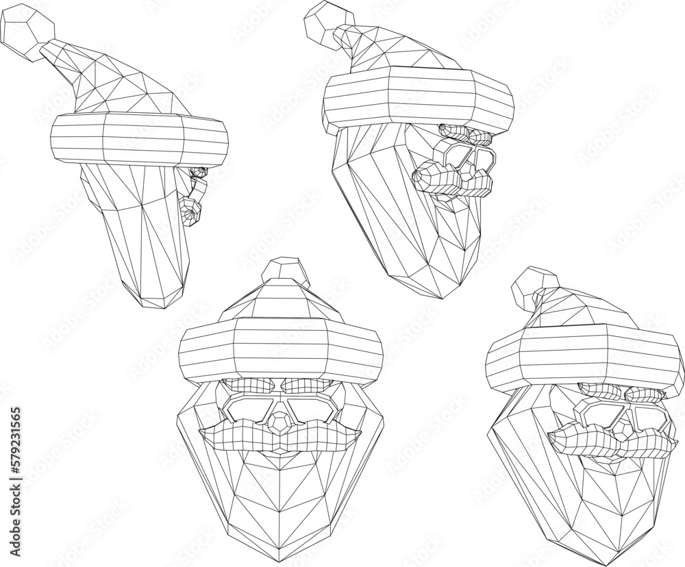 Vector sketch of cute santa claus head illustration