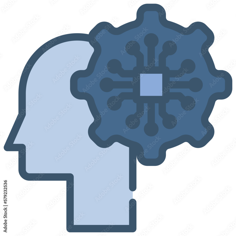 human ai robot brain chipset cog icon filled outline human ai robot brain chipset cog icon filled outline