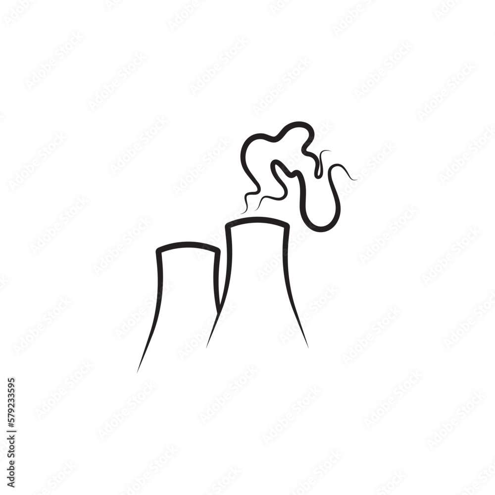 Cooling tower line art logo icon vector design illustration Cooling tower line art logo icon vector design illustration