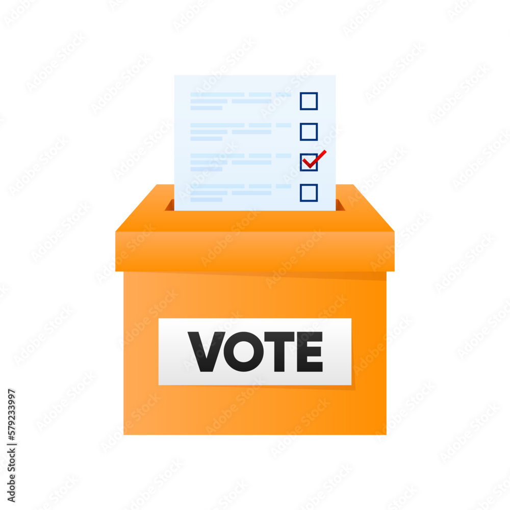 Voting box icon. Election voting concept. Throw the ballot into the box for collecting votes. Vector illustration. Voting box icon. Election voting concept. Throw the ballot into the box for collecting votes. Vector illustration.