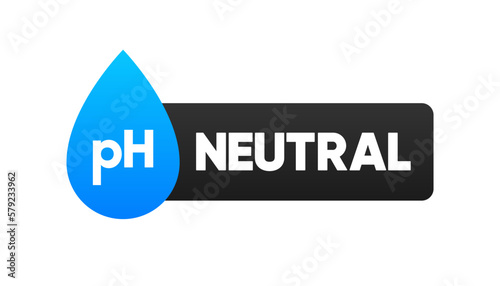 Neutral pH label. Neutral analysis pH values for acidic and alkaline solution. Acid base balance. Vector illustration.