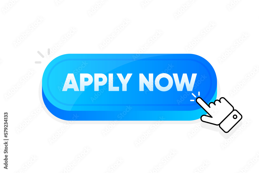 Apply now button. 3D button. Click button with text Apply Now. Vector illustration. Apply now button. 3D button. Click button with text Apply Now. Vector illustration.