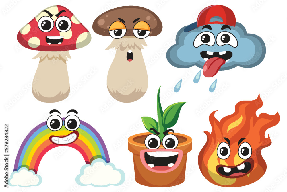 Fototapeta premium Set of cartoon with facial expression