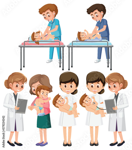 Set of baby nursing cartoon character