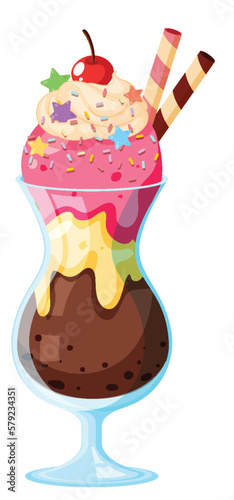 Ice cream sundae served in a glass