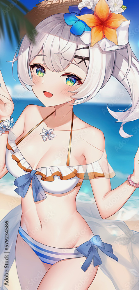 ilustra-o-do-stock-sexy-girl-with-big-breasts-on-beach-in-summer-in