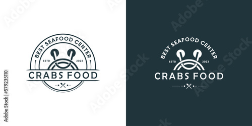 Crab food logo design with creative concept idea