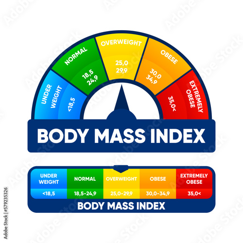 Body mass index. Weight loss concept. BMI scale. Before and after diet and fitness. Healthy lifestyle. Vector illustration.