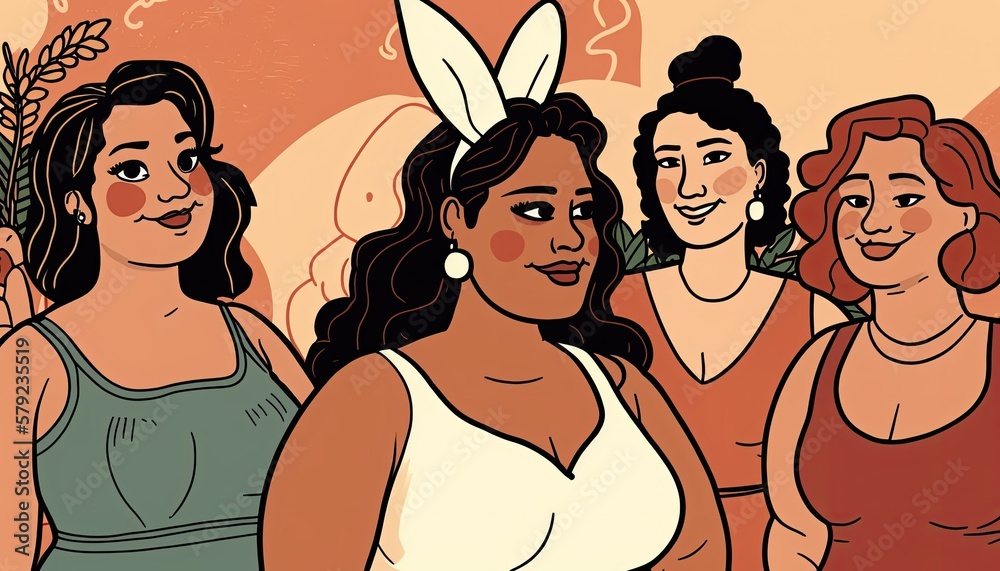 Easter Cartoon Hispanic Women Dressed Up Bunny Ears Smiling Celebrating Holiday Joy Happiness (generative AI) Easter Cartoon Hispanic Women Dressed Up Bunny Ears Smiling Celebrating Holiday Joy Happiness (generative AI)