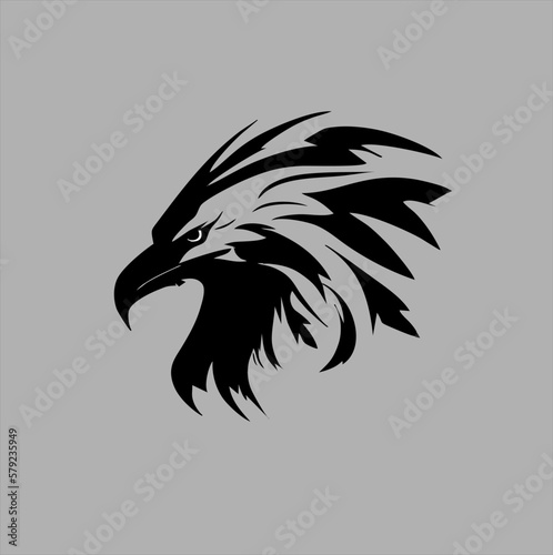 black eagle head logo design template, eagle bird silhouette illustration