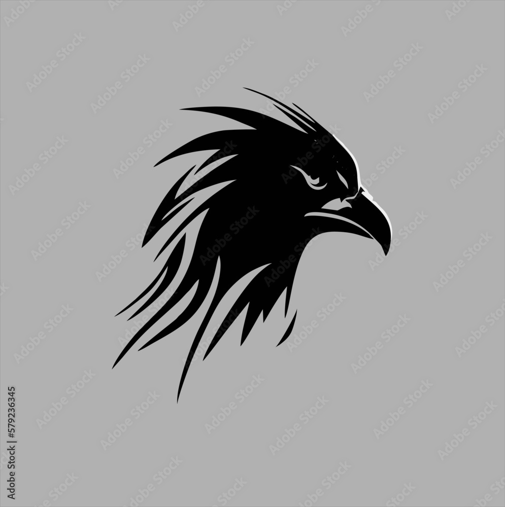 Obraz premium black eagle head logo design template, eagle bird silhouette illustration