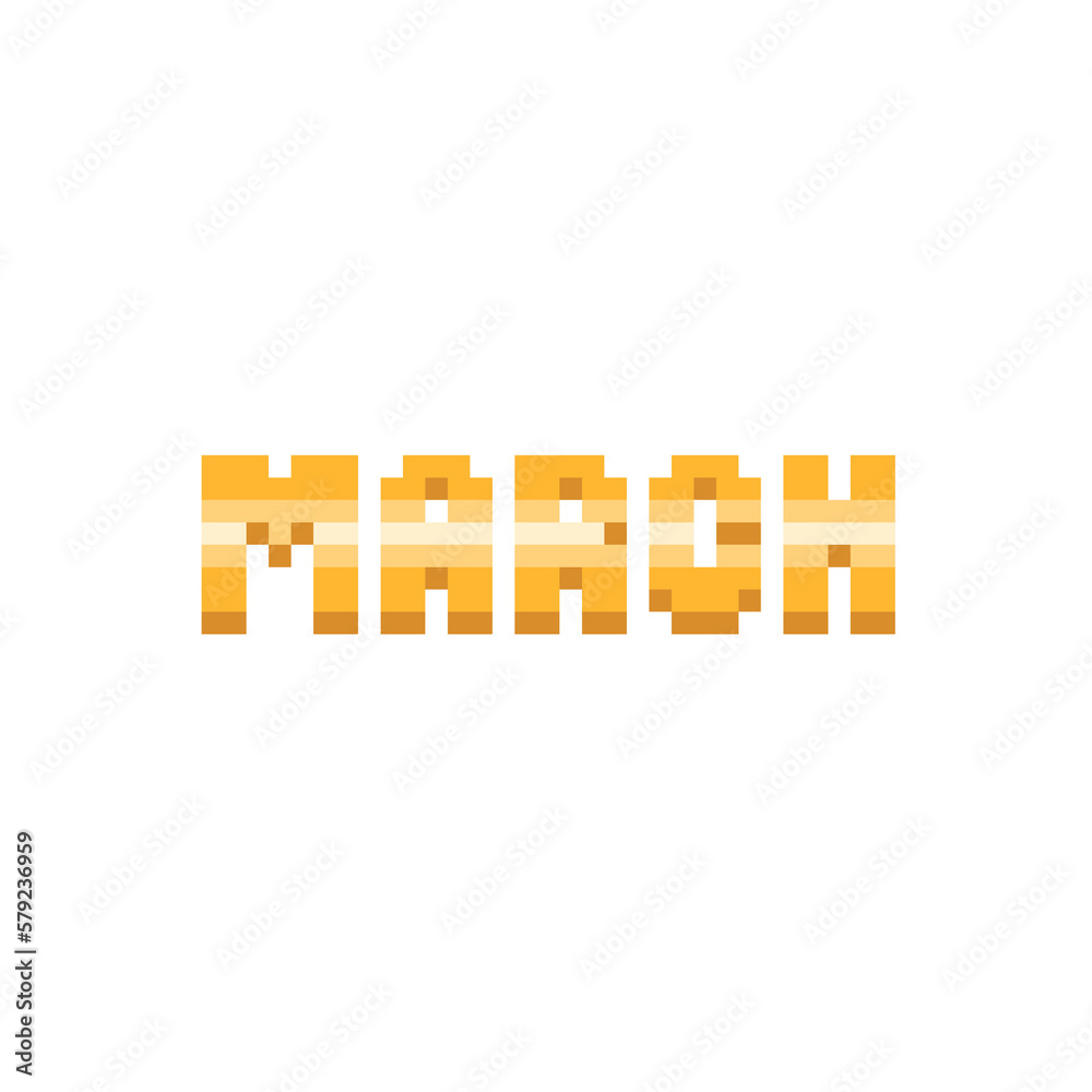 Obraz premium Pixel Art Glossy Gold March Text.