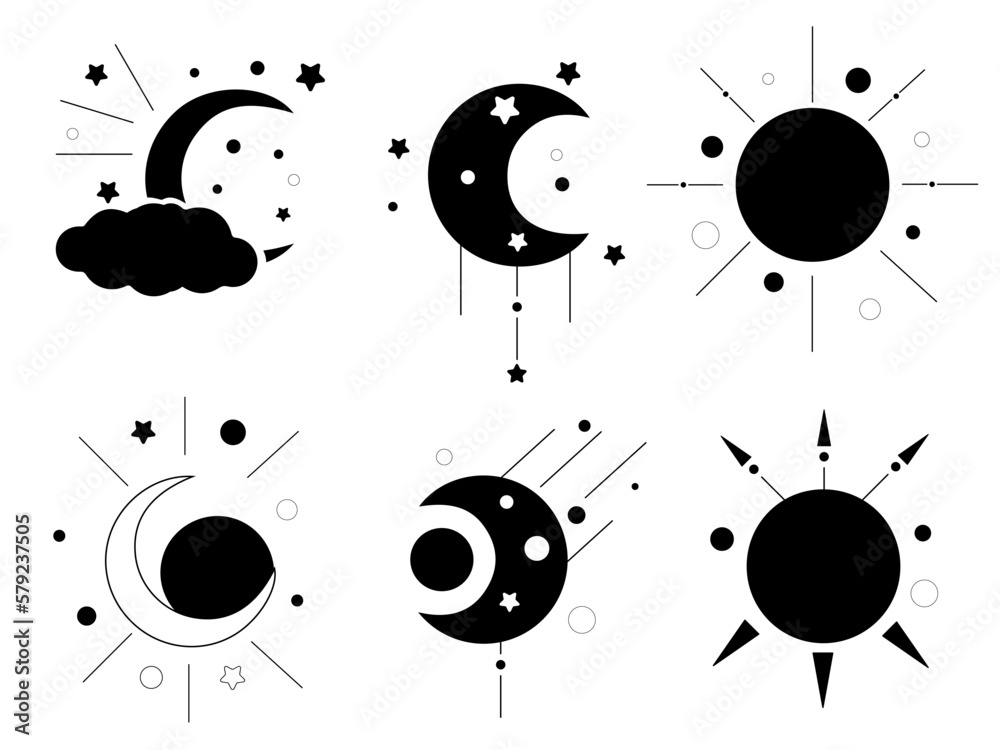 Obraz premium Moon icon design line icon symbol tattoo vector