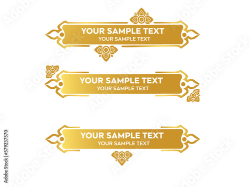 Gold Lower third Gold Banner Thai Style Luxury Vector  overlay strip text video. News Banner Pack Template. Vector illustration.	