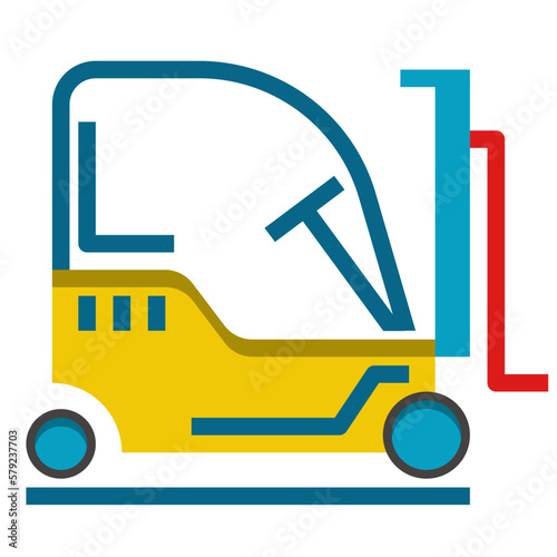 Simple forklift flat icon, machine nad truck related concept on the white background