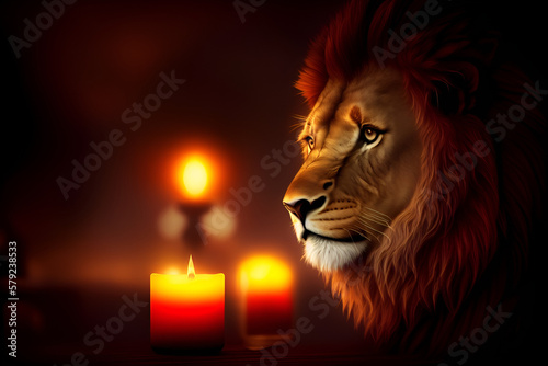 Obraz na płótnie lion in the night w salonie