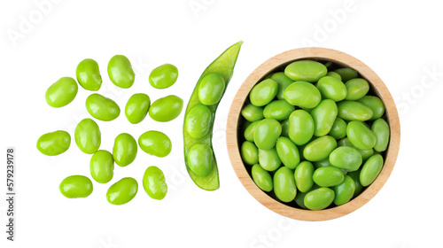 Wallpaper Mural edamame green soy beans in wood bowl isolated on  transparent png Torontodigital.ca