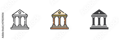 Building with columns different style icon set