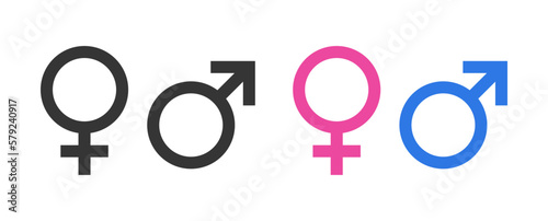 Set gender symbols vector in pink and blue colors. Gender icon symbol design illustration